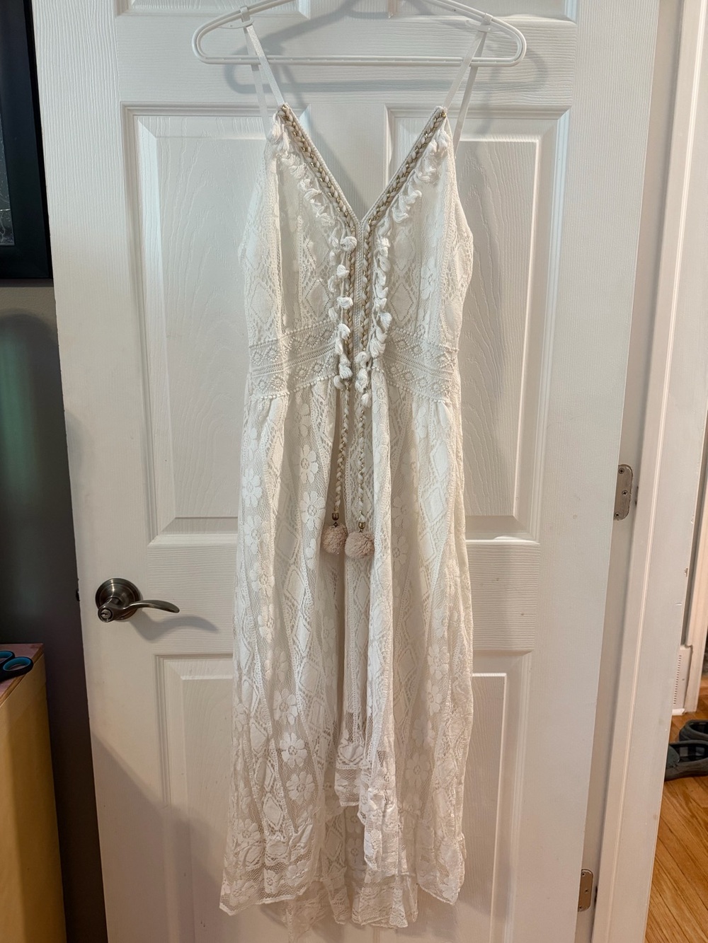 Boho Lace Crochet Maxi Dress in Ivory